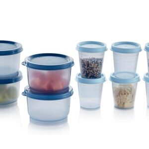 Tupperware Super Snack 10 piece Blue and Clear Food Storage Containers